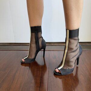 Reed Krakoff Black Mesh Booties White Stripe